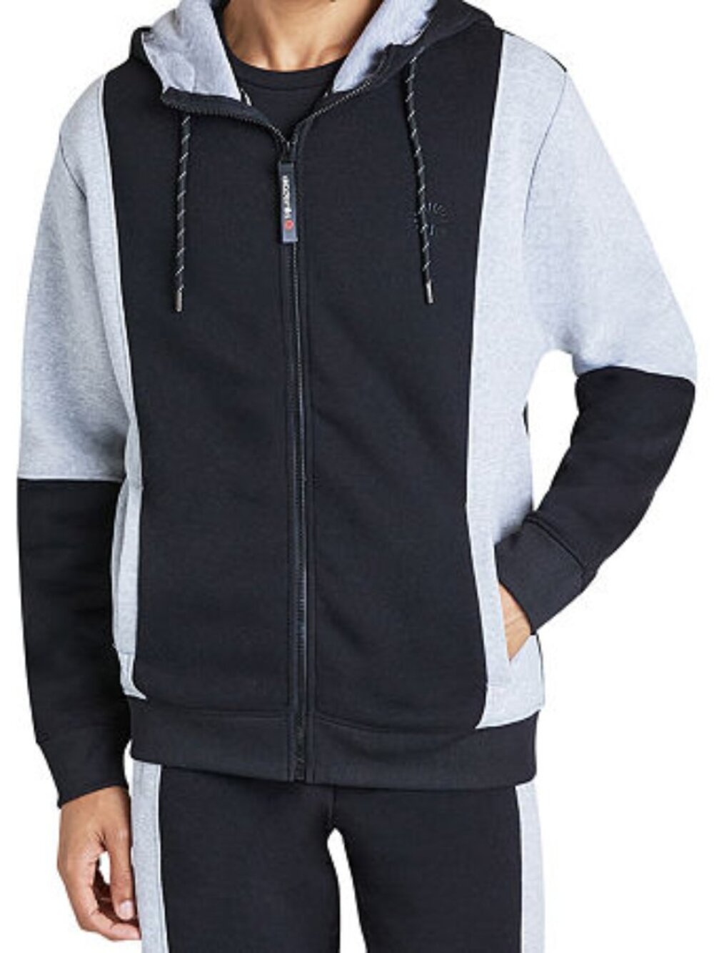 Men's Akademiks Full Zip Long Sleeve Hoodie - Black & Grey - X-Large - NWT